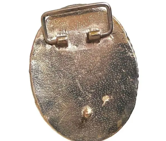 Vintage Mosaic Stone Belt Buckle – Teal Dyed Magnesite/Howlite + Cat’s