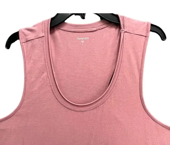 Garnet Hill  Tank Top Womens M Pink Asymmetrical Knit Racerback Quick Dry Stretch