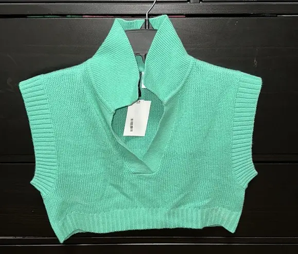H&M  Green Cropped Collared Sweater Top - Image 3