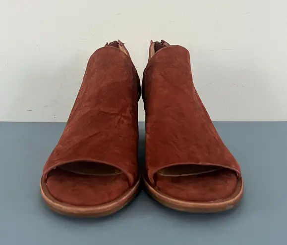 Sofft Carleigh Brick Leather Peep Toe Cutout Sandal Booties Brown Size 6