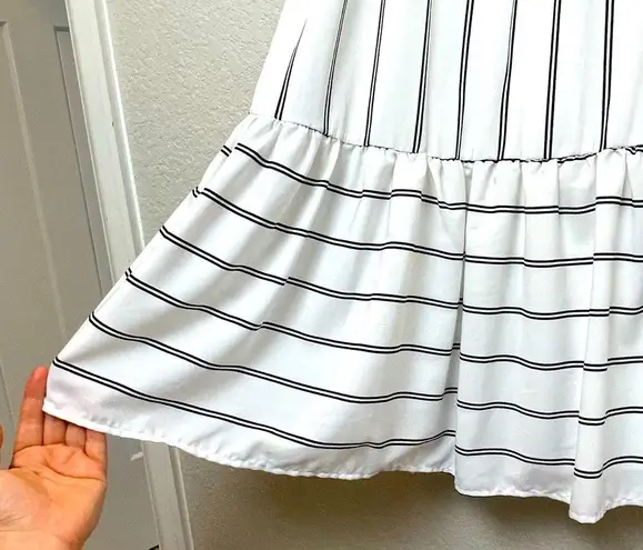 Just Me White and Black Ruffled Tiered Sundress Size L - Never Worn
