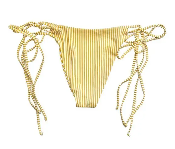 🔃Yellow Striped Double Side Tie Bikini Swimsuit Bottom Size M