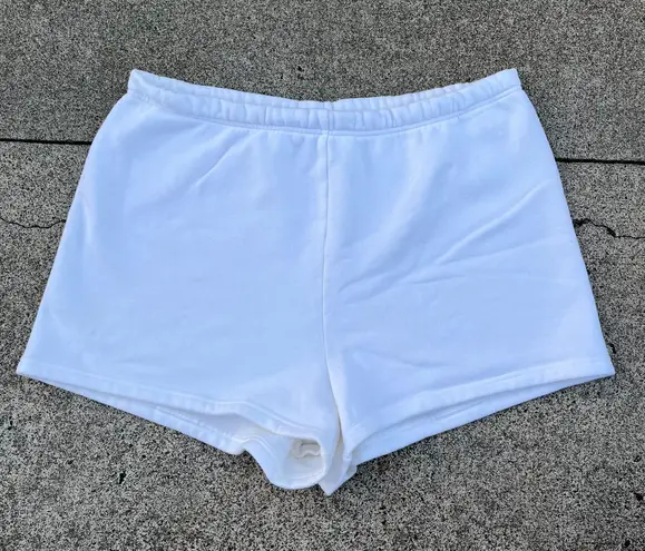 Aritzia TNA Cozy Fleece Perfect Hi-Rise 3” White Sweatshorts