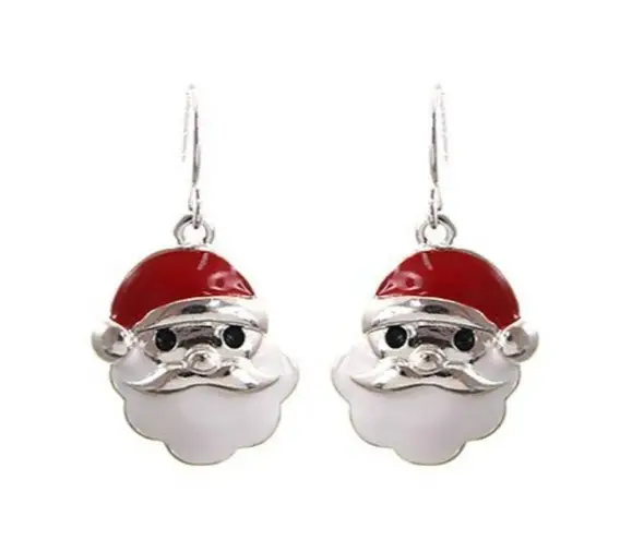 Handmade Santa Claus Earrings Chrismas Jewelry Dangle Hooks 1.25" L Shin…