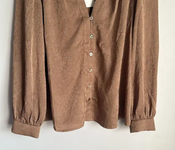 Current Air NEW Shirred Jacquard Blouse - BRONZE