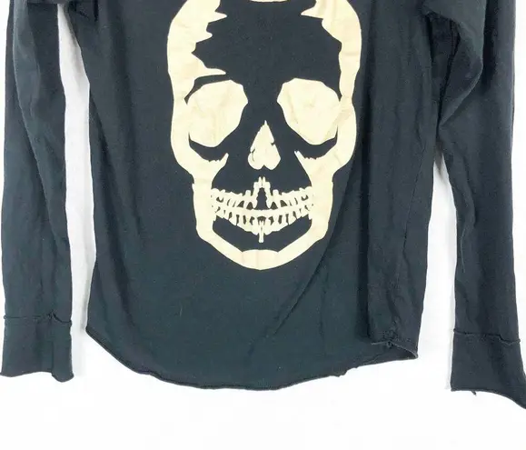 Zadig & Voltaire Foil Skull Print Henley Women Small Long Sleeve Tee Halloween