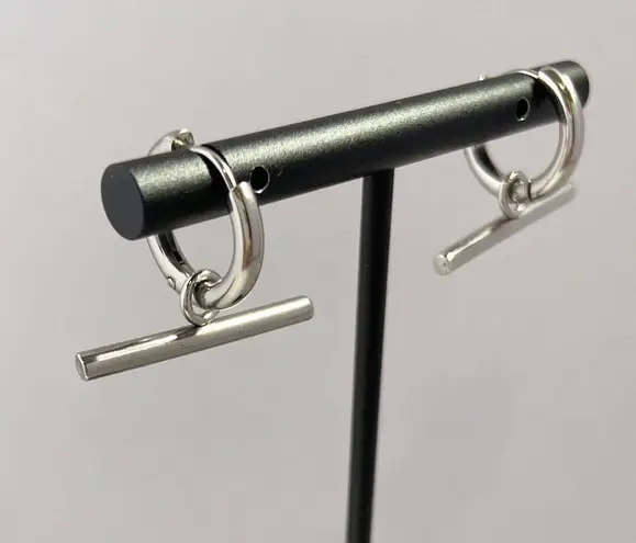 Titanium Steel Dangle Drop Earrings for Men Women,Silver Hoop Earrings Silver