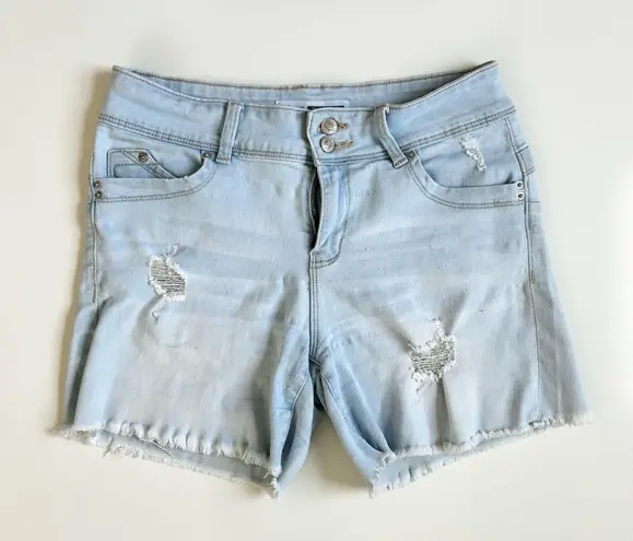 Ymi Jeans Light Wash Distressed Denim Shorts