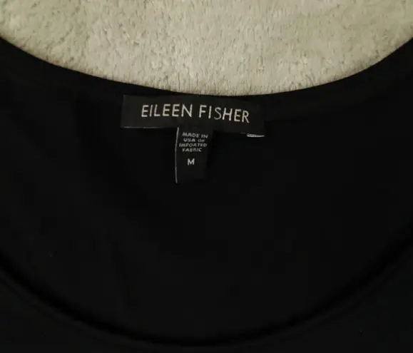 Eileen Fisher  Women's Black Half Sleeve Soft Jersey Knit Tunic Shirt size Medium