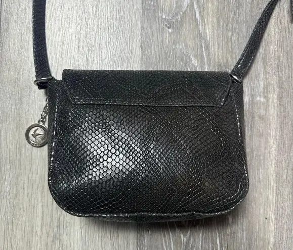 Svala The Tashi Crossbody in Black Embossed Faux Snakeskin
