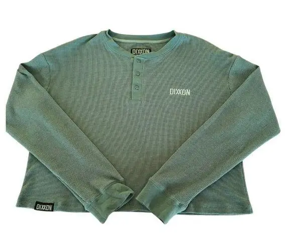 Dixxon Waffle Knit Women's Long Sleeve Crop Tee Green 2xl Comfy Size XXL