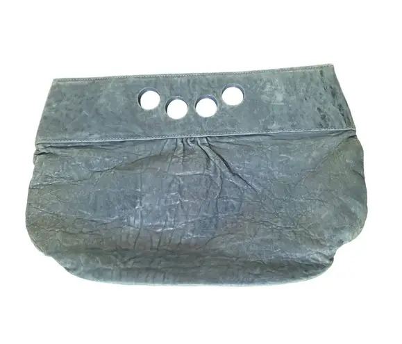 Seril Leather Knockout Clutch Unique Design Evening Bag Blue