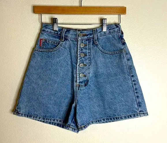 Bongo Vintage  button fly denim jean shorts  big logo on back size 3