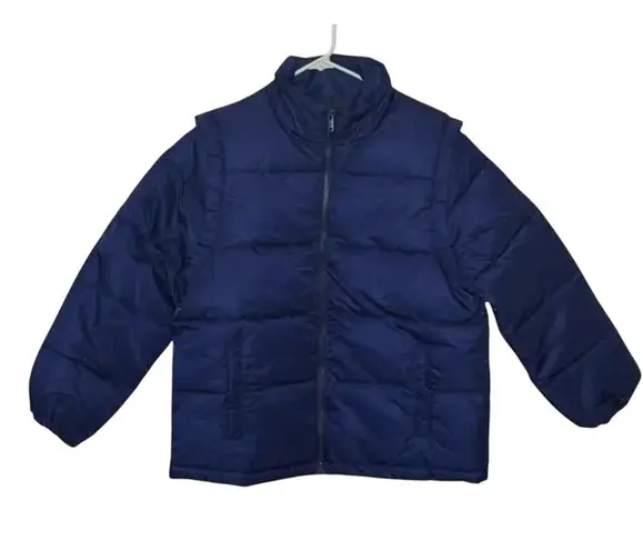 We Wore What NWT Long Sleeve Zip Off Sleeve Puffer Jacket Vest Zip Up Navy Blue S