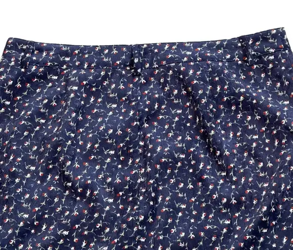 Francesca's  Womens Skirt Size XL Blue Floral Ditzyprint Thin Wale Corduroy Zip