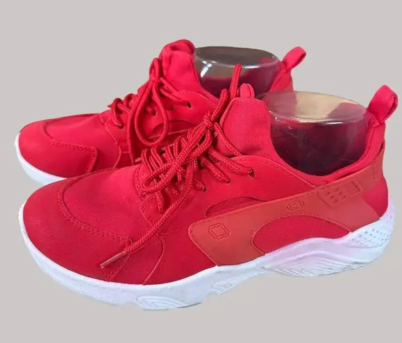 Just Be Women's Casual Fashion Sneakers White Soles Laces Red Size 7