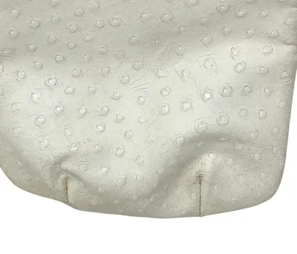 Vintage Triangle by New York Leather Purse Gold Toned Chain Ostrich Leather Bag White