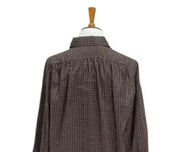 H by Halston Halston III Beautiful Vintage Signature Print Blouse Top Black & Beige