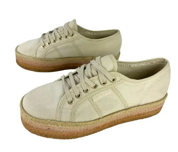 Superga  2790 Cotropew Light Sand Beige Canvas Colour Rope Platform Sneakers 8.5