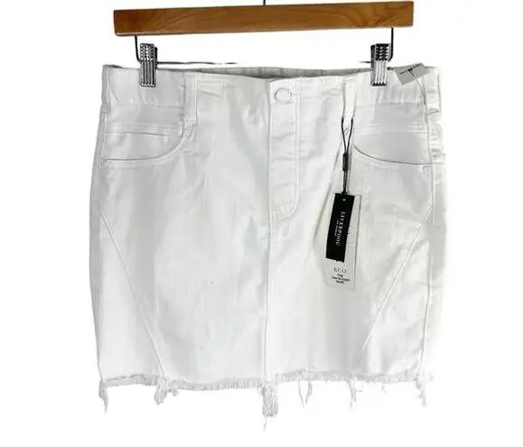 Liverpool Gia Glider Pull-On Skirt Fray Hem Side Gusset White US 8 Petite