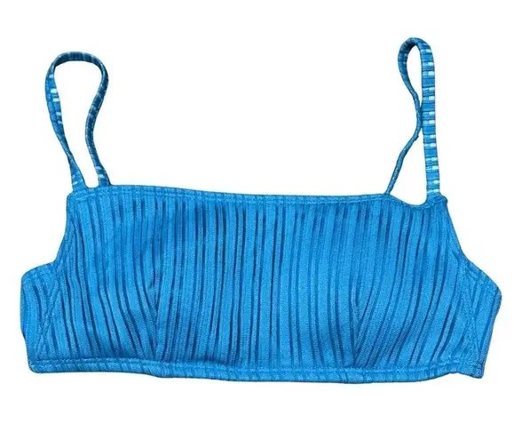 SALT + COVE Ribbed Knit Bikini Bralette Tank Style Swim Top Padded Blue NWT XS