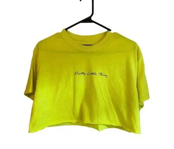 Pretty Little Thing Neon Yellow Cropped T
