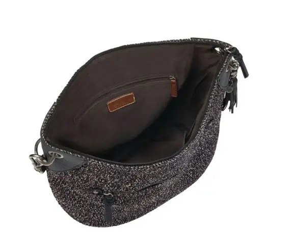 The Sak new ᯾ Indio Small Crochet Tote Handbag Bag ᯾ Urban Static Charcoal Knit