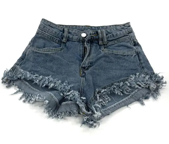Mid Waist Denim Shorts Mid Rise Jeans Shorts Ripped Pants Summer Casual Pants Blue