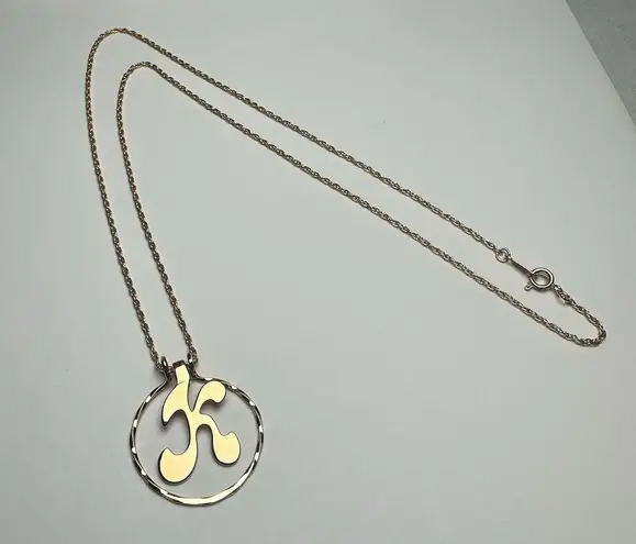 Avon Letter / Initial K Pendant Gold Tone Chain Necklace Signed 24 Inch