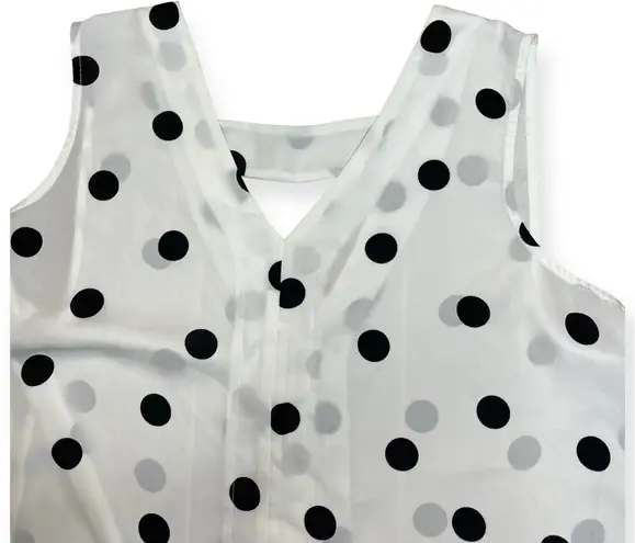 Y2K Black White Polka Dot Sheer Business Casual Office Work Blouse Size L