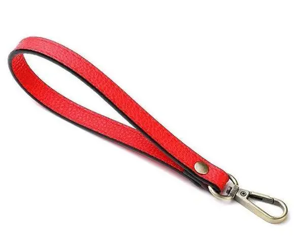 Red and Silver Accessories Wrist Strap Purse Bag Strap 20CM PU Leather Handles