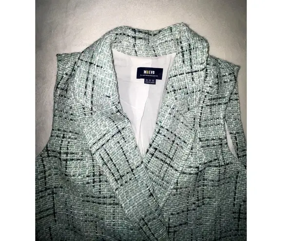 NWOT Anthropologie Maeve Green Tweed Double Breasted Blazer Vest Jacket Size 10