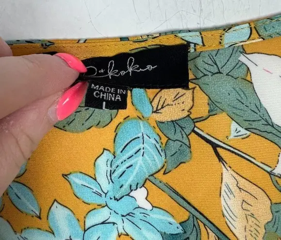 RD & Koko Floral Shirred Long Sleeve V