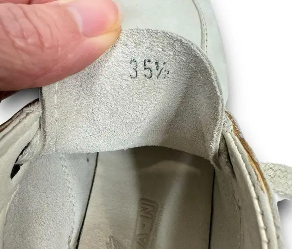 Hogan Leather Polacco Traditional Mid Lace Up Shoes Booties Off White Size 5.5