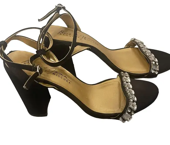 Badgley Mischka Mark James Size 8.5M Black Rhinestone Block 4In Heels