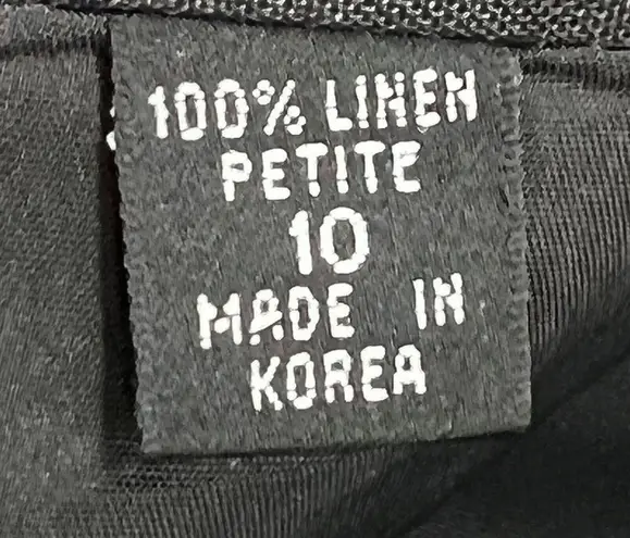 Ellen Tracy Linda Allard Skirt 10P Black Linen Pockets Office Siren Corpcore