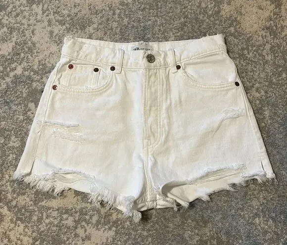 ZARA White Denim Shorts