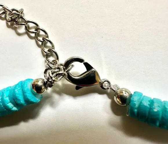 Blue dyed shell faux pearl choker necklace