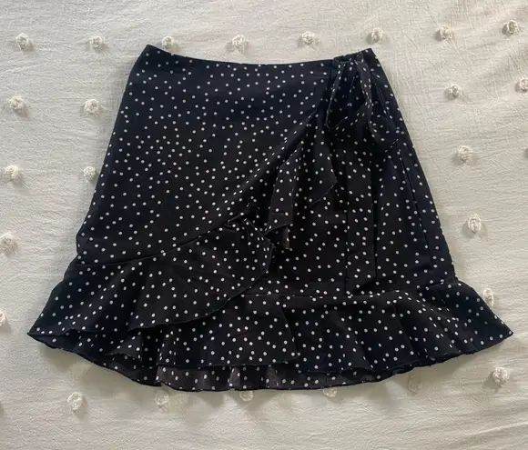 Relipop Black And White Polka Dot Wrap Skirt