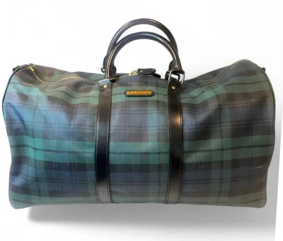 Ralph Lauren Black Watch Plaid Boston Overnight Travel Carry-On Duffle Bag 55cm