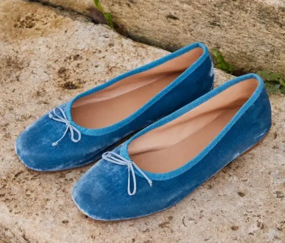 💕DOEN💕 Ballerina Slipper ~ Cerulean Blue Velvet Leather Flats EU 42 US 11 NWT Size undefined