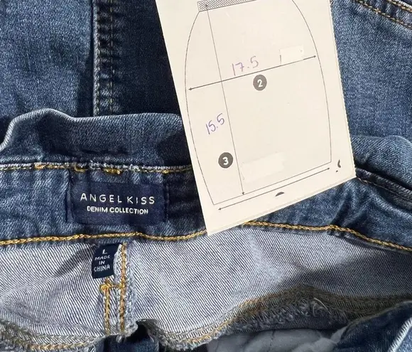 Angel Kiss Paperbag Waist Mini Jean Denim Skirt Size Large