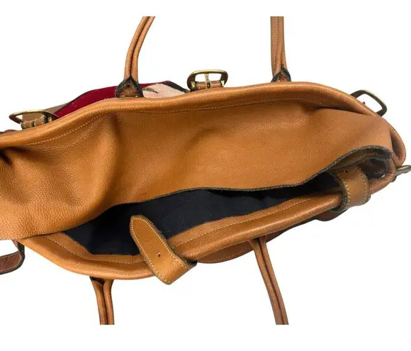 Large Artisan Wool Kilim Rug Leather Native Western Tote Overnight Market Bag Red