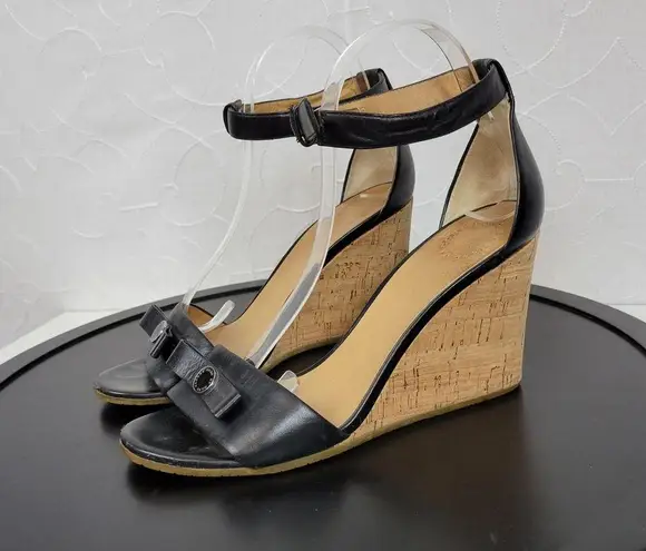 Marc by Marc Jacobs Logo Disc Womens Sandals Size 9 Black Cork Leather Wedge