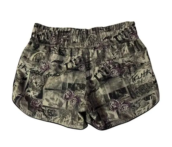 Truth Soul Armor Shorts Juniors 7 Green Black Roses Drawstring Pocket Y2K Size undefined