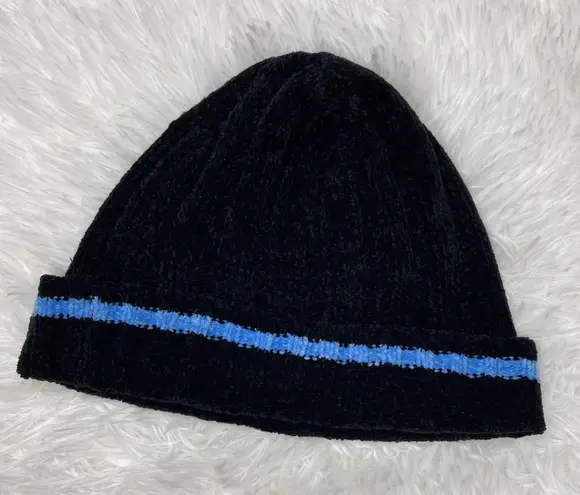 Raw Blue Vintage  Black Y2K 90’s Stripe Velvet Hat