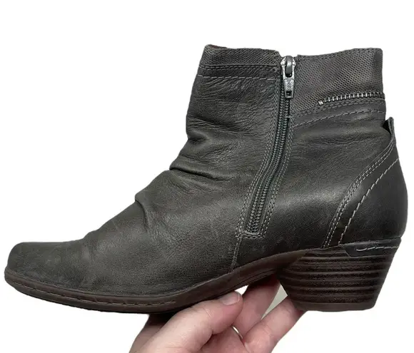 Cobb Hill “Laurel” Gray Leather Zip Ankle Boots Women’s Size 7 Fall Winter