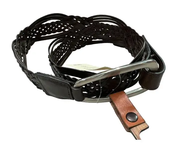 Coldwater Creek Womens Belt Sz XL Bonded Brown Braided Leather NEW