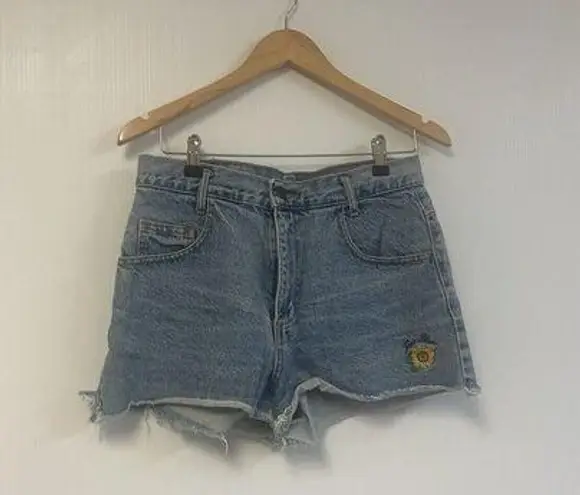 Paris Blues Vintage Medium Wash | 90s Embroidered Daisy Dukes Size 30 Hot Pants Jean Denim