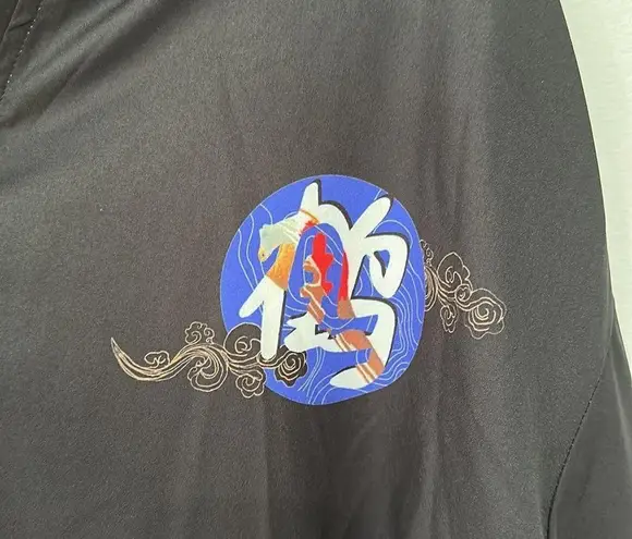 Men Wave & Crane Print Drop Shoulder Kimono Blue Size undefined